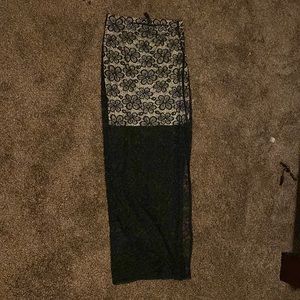 Long Patterned See-through-ish Skirt W/ Slit